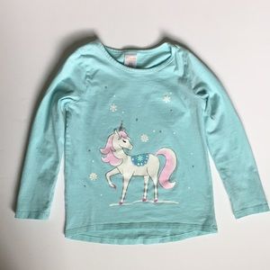 Gymboree Size 5 5T Blue Unicorn Graphic Tee Shirt